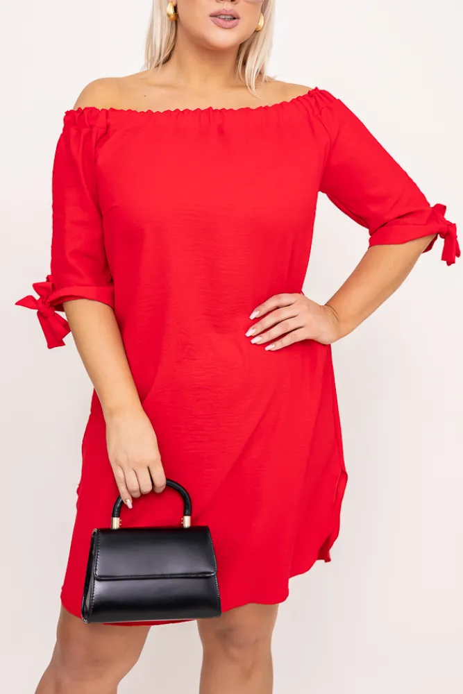 Polski Czerwona Sukienka błyszcząca VALENCIA