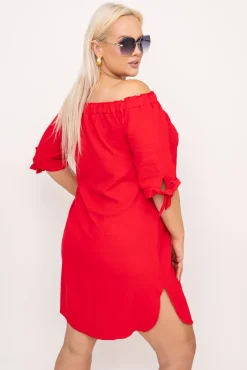 Polski Czerwona Sukienka błyszcząca VALENCIA