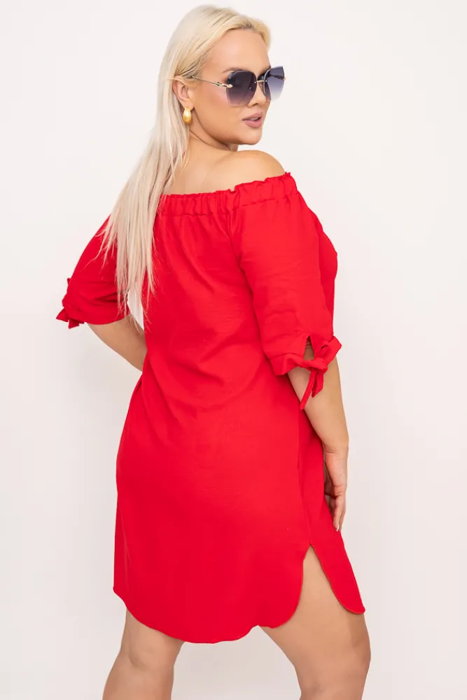 Polski Czerwona Sukienka błyszcząca VALENCIA