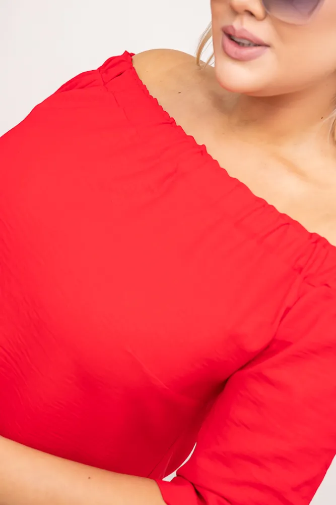 Polski Czerwona Sukienka błyszcząca VALENCIA