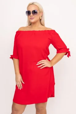 Polski Czerwona Sukienka błyszcząca VALENCIA