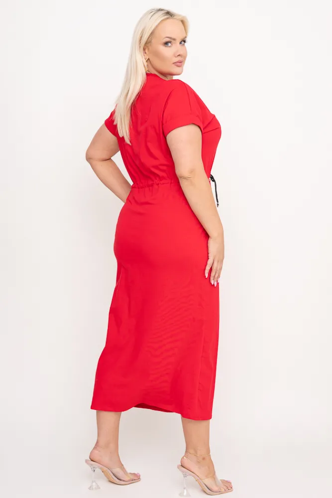 Włoski Czerwona Sukienka dresowa GALENY