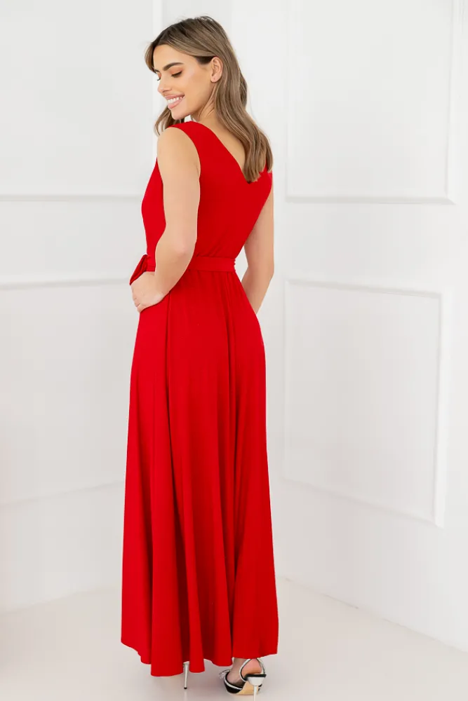 Polski Czerwona Sukienka FIANCO Maxi