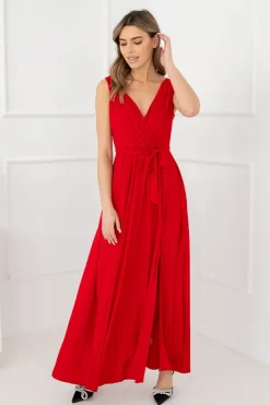 Polski Czerwona Sukienka FIANCO Maxi