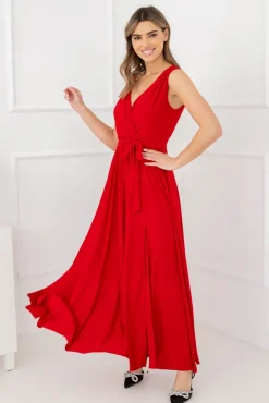 Polski Czerwona Sukienka FIANCO Maxi