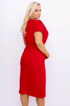 Włoski Czerwona Sukienka KENEZI