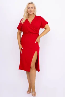 Włoski Czerwona Sukienka KENEZI