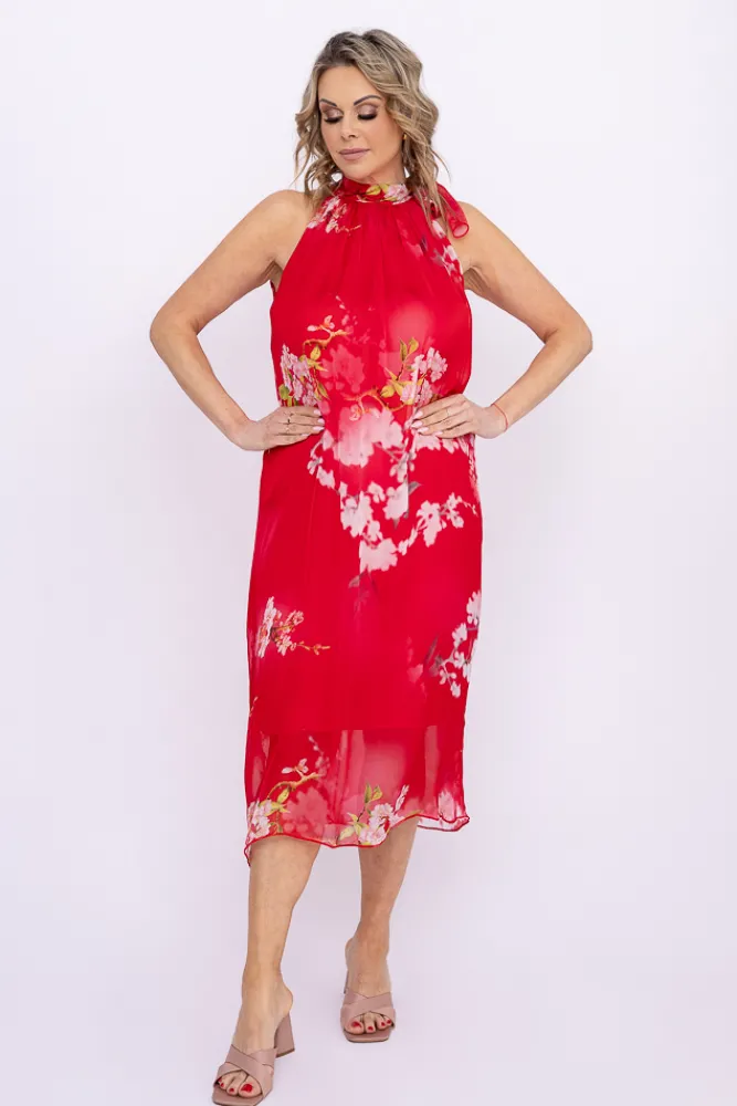 Włoski Czerwona Sukienka LOPEZA