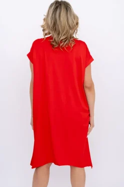 Włoski Czerwona Sukienka LUKRIZO
