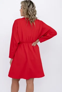 Włoski Czerwona Sukienka MAURI