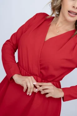 Włoski Czerwona Sukienka MILTERI