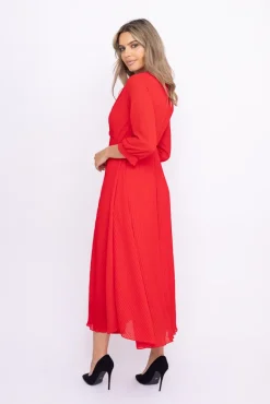 Włoski Czerwona Sukienka plisowana KEMELI