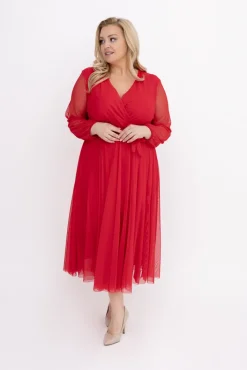 Włoski Czerwona Sukienka siateczkowa MANTARI