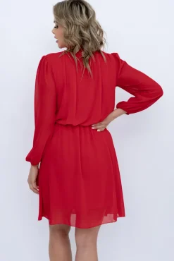 Włoski Czerwona Sukienka szyfonowa SEGERTO