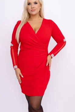 Włoski Czerwona Sukienka VELUCI