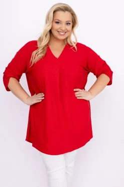 Damskie Polski Czerwona Tunika brokatowa VELIARI