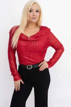 Damskie Włoski Czerwone Body cekinowe MUSSILO