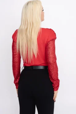 Damskie Włoski Czerwone Body cekinowe MUSSILO