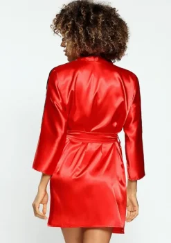 Polski Czerwony Szlafrok satynowy MARION