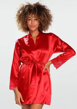 Polski Czerwony Szlafrok satynowy HAZEL