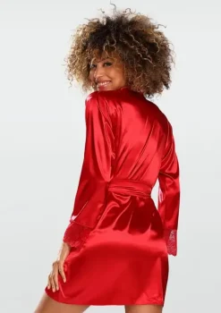 Polski Czerwony Szlafrok satynowy HAZEL