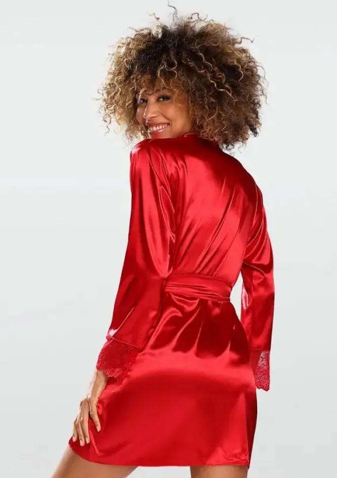 Polski Czerwony Szlafrok satynowy HAZEL