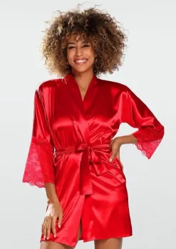 Polski Czerwony Szlafrok satynowy CAMERON