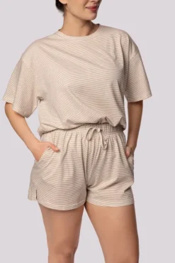 Polski Ecru Piżama z szortami STRIPE