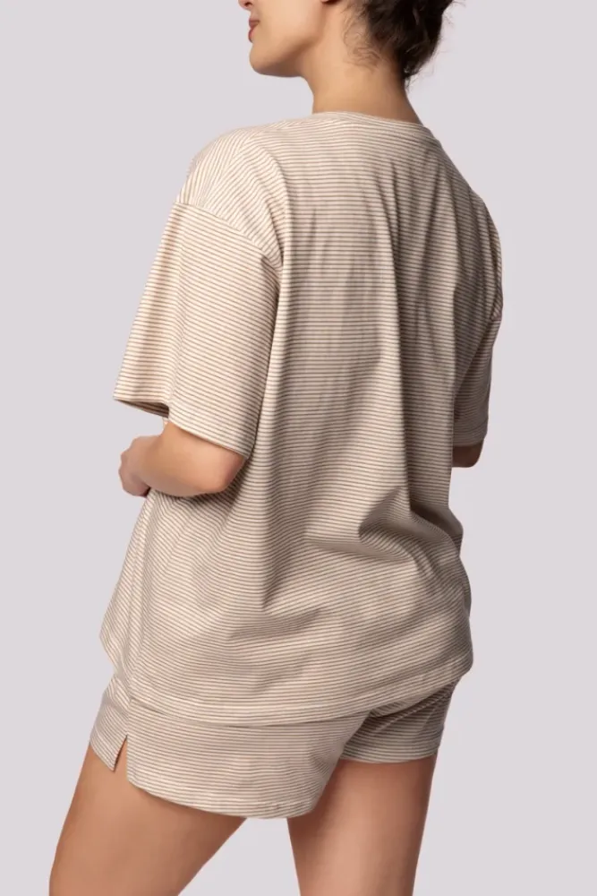 Polski Ecru Piżama z szortami STRIPE