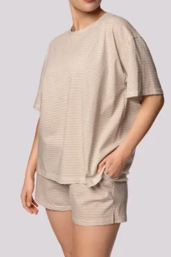 Polski Ecru Piżama z szortami STRIPE