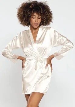 Polski Ecru Szlafrok satynowy GINA