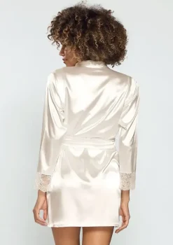 Polski Ecru Szlafrok satynowy GINA