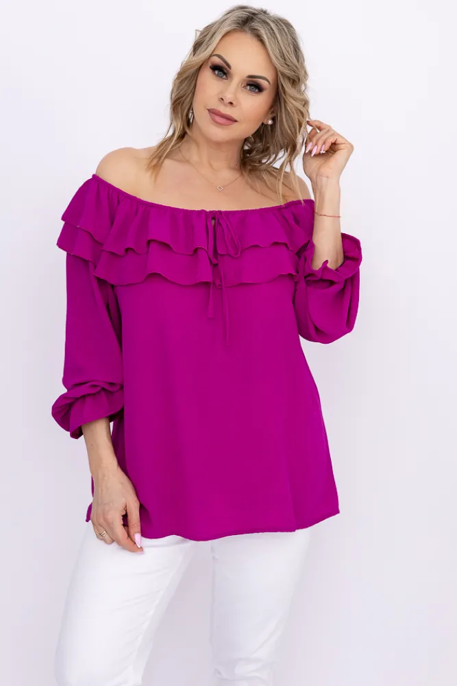 Damskie Włoski Fioletowa Bluzka hiszpanka LORENZ