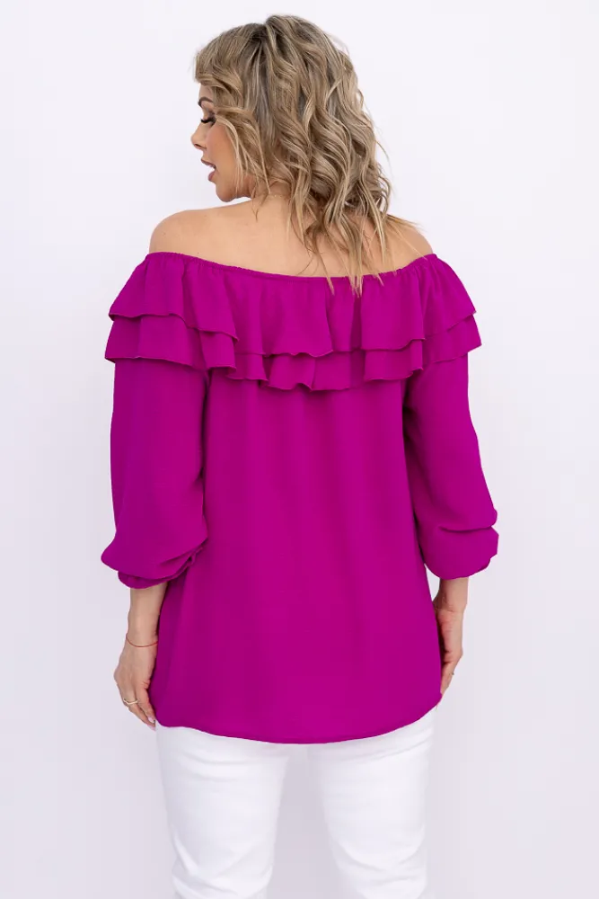 Damskie Włoski Fioletowa Bluzka hiszpanka LORENZ