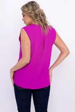 Damskie Włoski Fioletowa Bluzka z żabotem ZENTIO