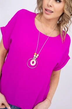 Damskie Włoski Fioletowa Bluzka z wisiorkiem FAIRY