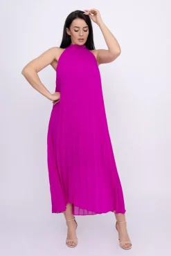 Włoski Fioletowa plisowana Sukienka szyfonowa LUZIO