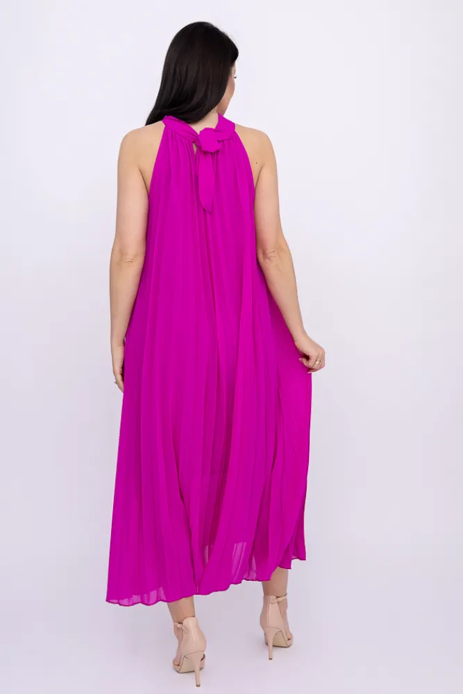 Włoski Fioletowa plisowana Sukienka szyfonowa LUZIO