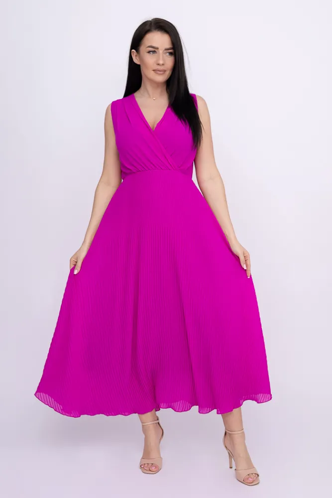 Włoski Fioletowa plisowana Sukienka szyfonowa GUSTEN
