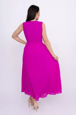 Włoski Fioletowa plisowana Sukienka szyfonowa GUSTEN