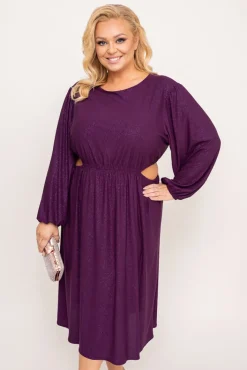 Polski Fioletowa Sukienka brokatowa ELEKTI