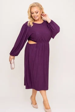 Polski Fioletowa Sukienka brokatowa ELEKTI