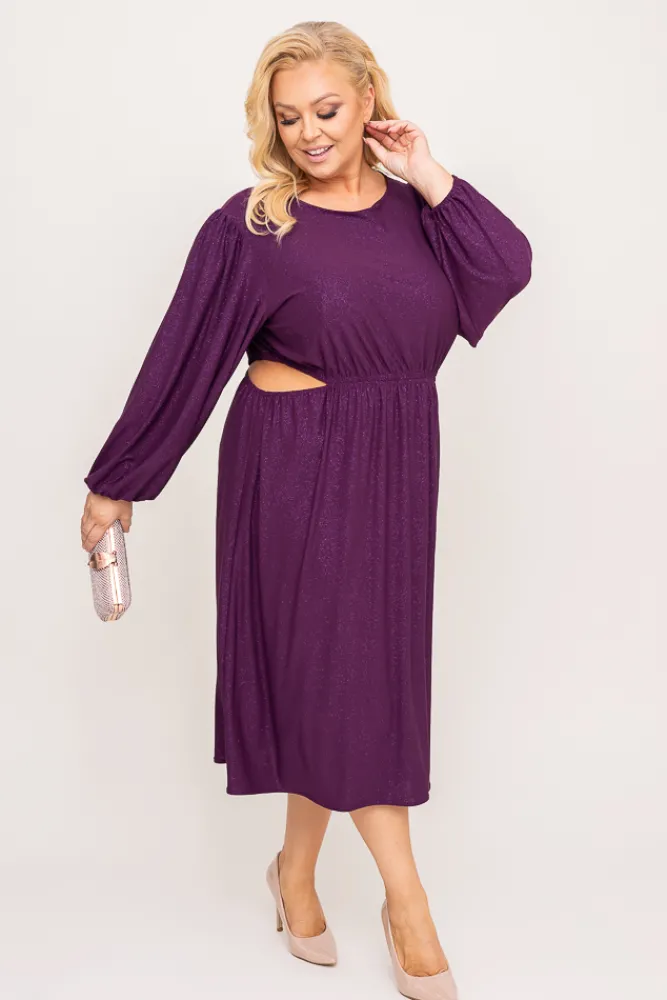 Polski Fioletowa Sukienka brokatowa ELEKTI