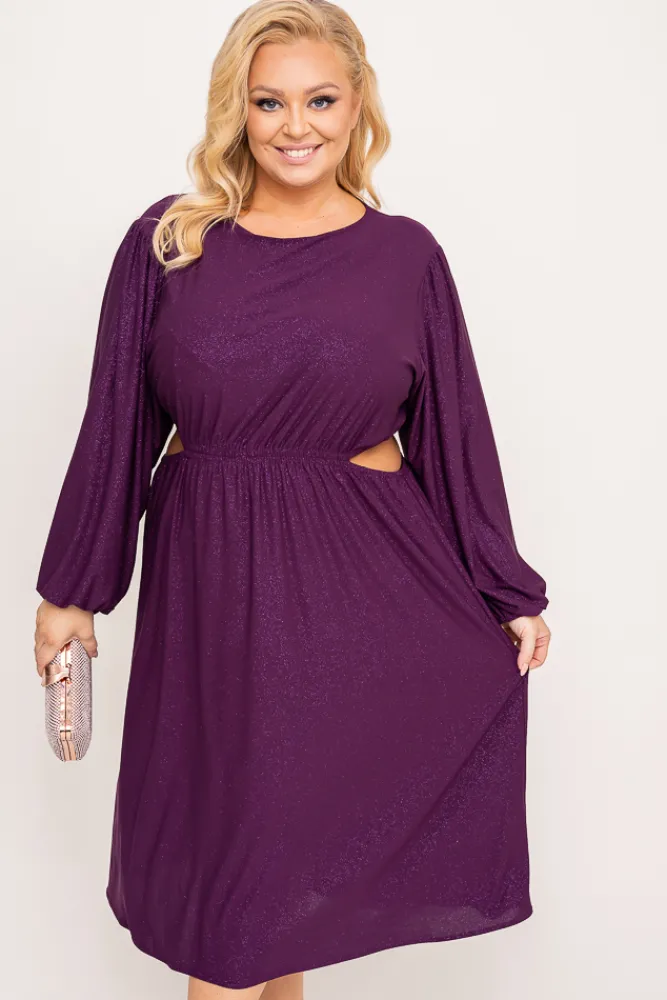 Polski Fioletowa Sukienka brokatowa ELEKTI