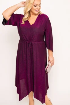 Polski Fioletowa Sukienka błyszcząca REZIO