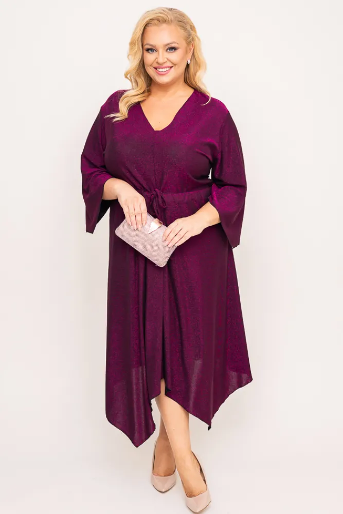 Polski Fioletowa Sukienka błyszcząca REZIO