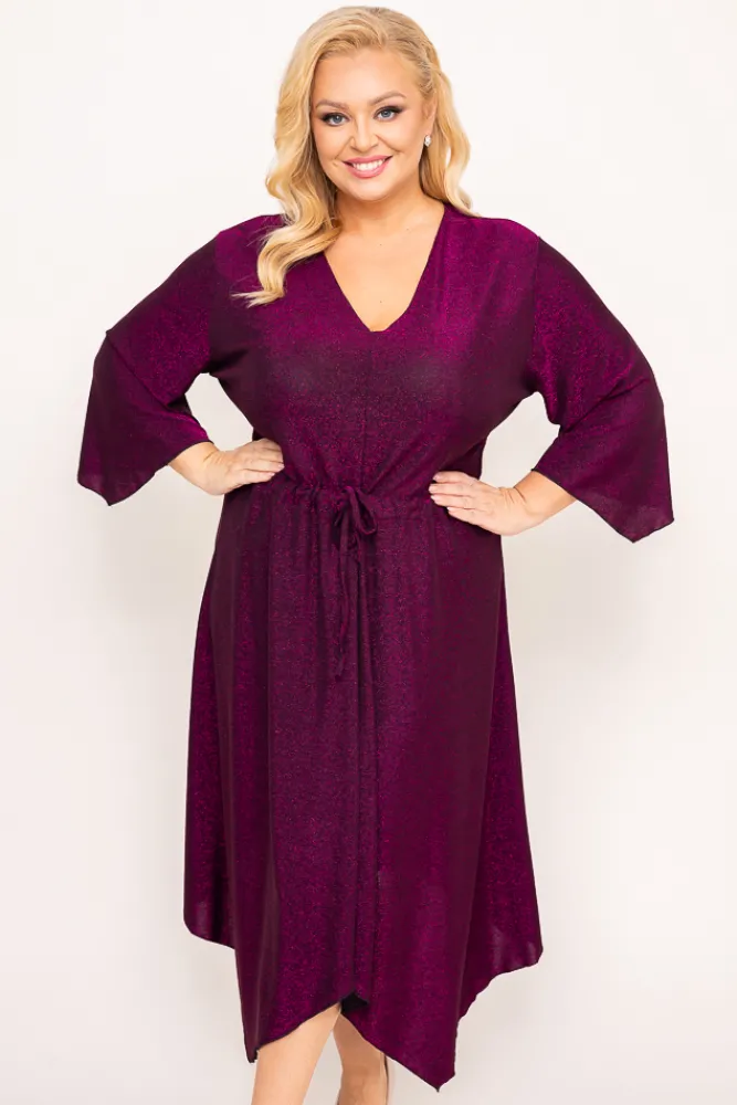 Polski Fioletowa Sukienka błyszcząca REZIO