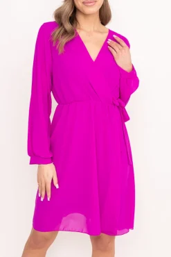 Włoski Fioletowa Sukienka Elegancka PERLA