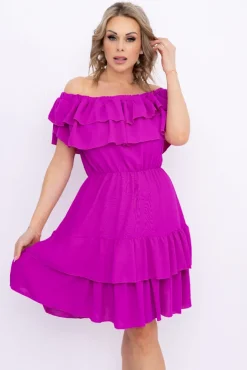 Włoski Fioletowa Sukienka hiszpanka VILIENO