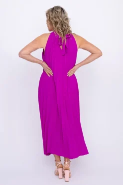 Włoski Fioletowa Sukienka plisowana JAKARTA